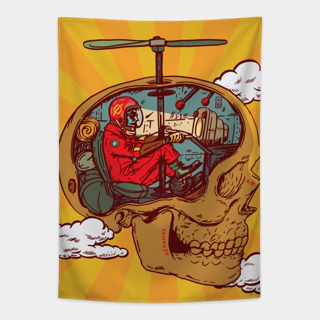 Skull Pilot Rays Tapestry by Thomcat23