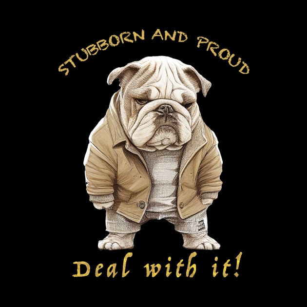 Bulldog Stubborn Deal With It Cute Adorable Funny Quote by Cubebox