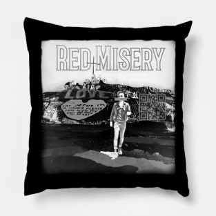 Red Misery Distressed Black & White + QR Pillow