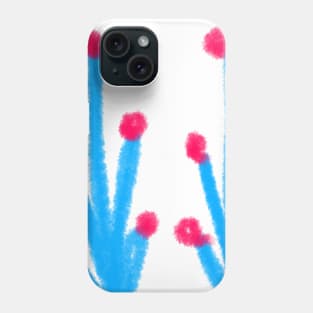 Blue red watercolor floral leaf art Phone Case