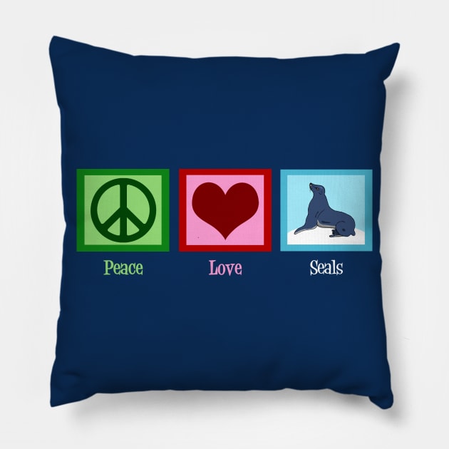 Peace Love Seals Pillow by epiclovedesigns