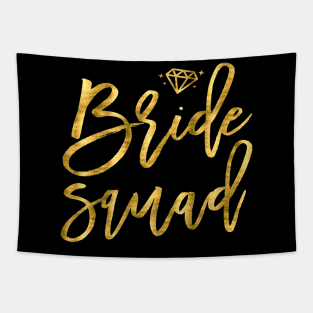 Bride Squad Bachelorette Party Shirts Faux Gold Diamond Tapestry