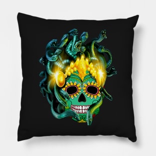 Gothic Medusa Sugar Skull Pillow