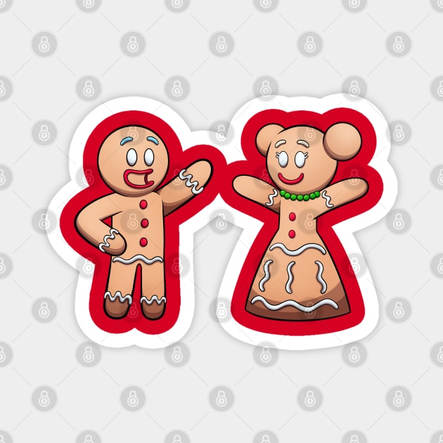Gingerbread Man And Woman Magnet by TheMaskedTooner