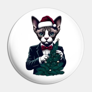 Devon Rex Cat Christmas Pin