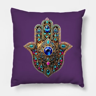 Bejewelled Hamsa Hand Pillow