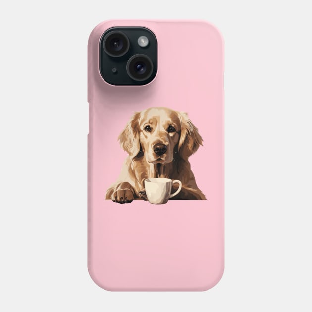 Golden Retriever Drinking Coffee Phone Case by Graceful Designs