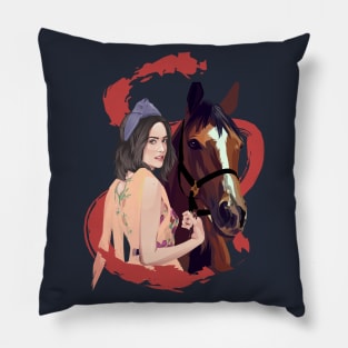 beautiful women with horses Pillow