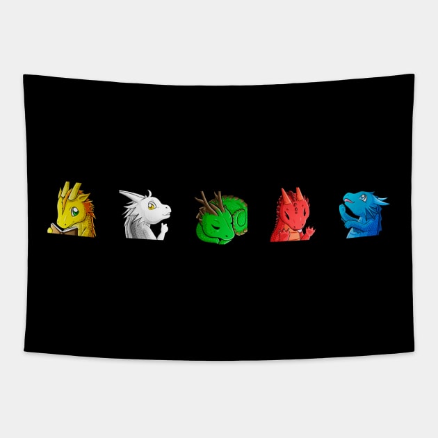 5 Kawaii Dragon Emotes Tapestry by Chiisa