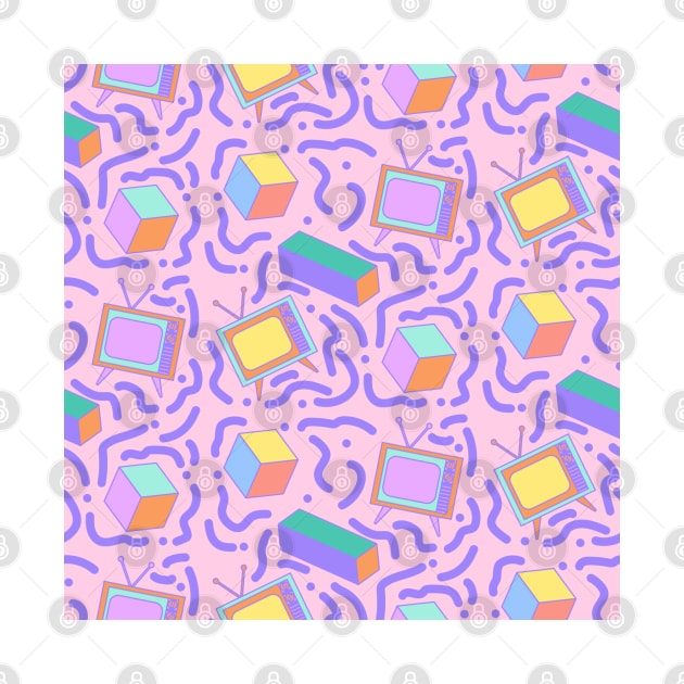 90s Aesthetic Funky Patterns Risograph Floral Pattern by RockyMo