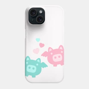 Pastel Flying Pigs in Love Phone Case