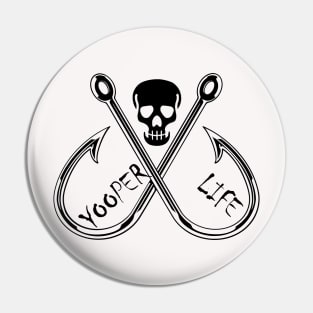 Yooper Life Skull & Fishing Hooks Pin