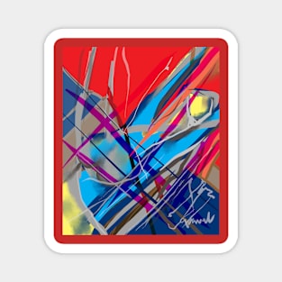 Red and blue abstract Magnet