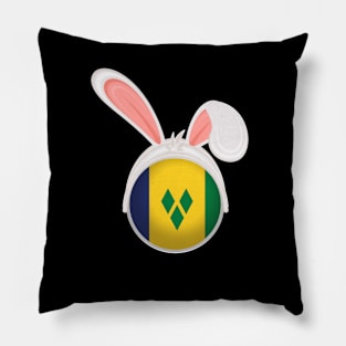 happy easter St Vincent and the Grenadines bunny ears flag cute designs Pillow