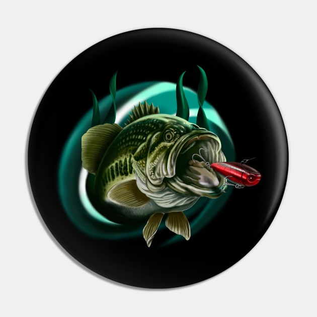 Bass Pin by JDansereauart 