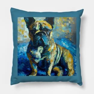 French Bulldog in the style of Van Gogh Pillow