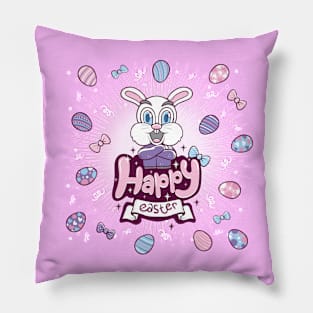 rabbit greeting happy easter Pillow