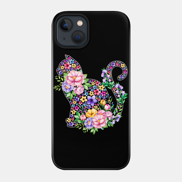 Cat Watercolor Floral - Cat Lover Gifts - Phone Case