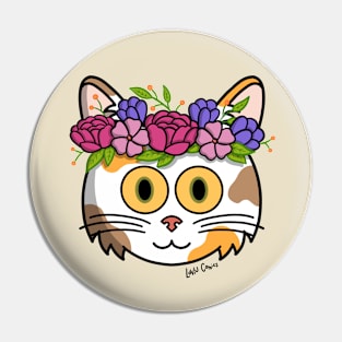 Colorful kitty with flower crown Pin