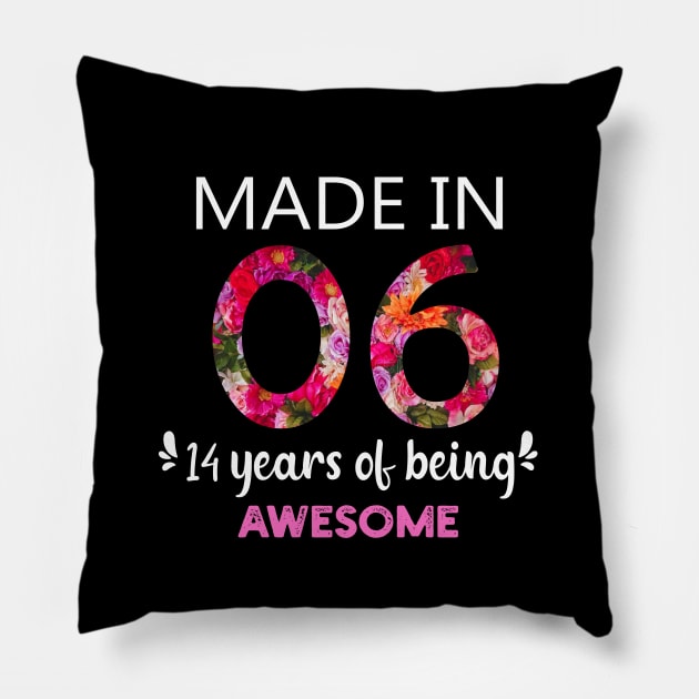 14 Year Old Birthday Girl Born In 2006  14th Birthday Pillow by Success shopping