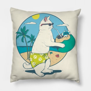 Beach Life Cat in Beach Pillow