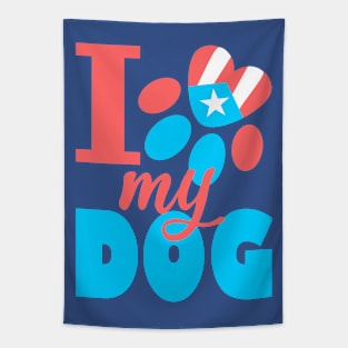 Puerto Rico I Love my Dog Flag Pet Paw Boricua Tapestry