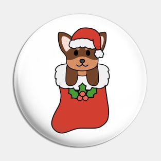 Christmas Brown and Tan Chihuahua Stocking Pin