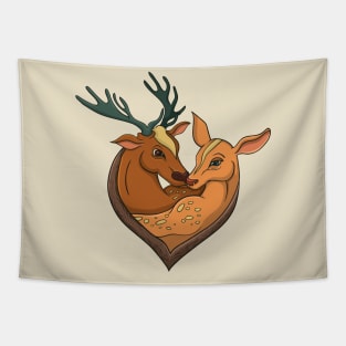 deer couple heart shaped Tapestry