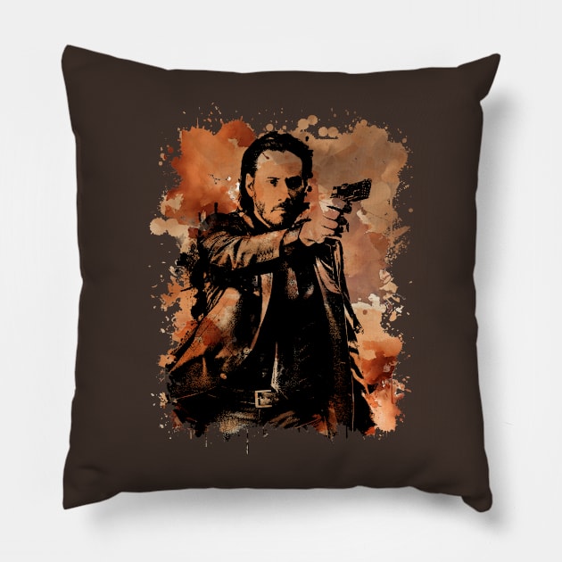 John Wick  - Brown Watercolor Splash Pillow by sgregory project