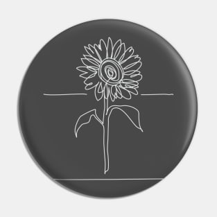 Sunflower Line Drawing - White Pin