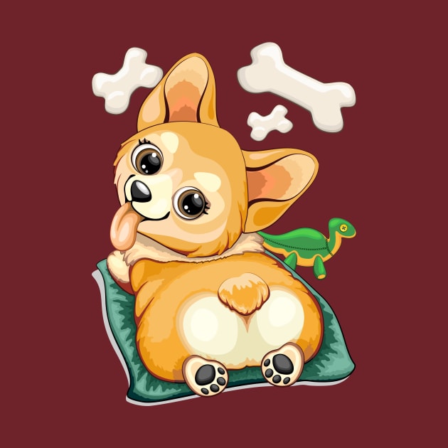 Corgi Pet Dog Playful Cartoon Character by BluedarkArt