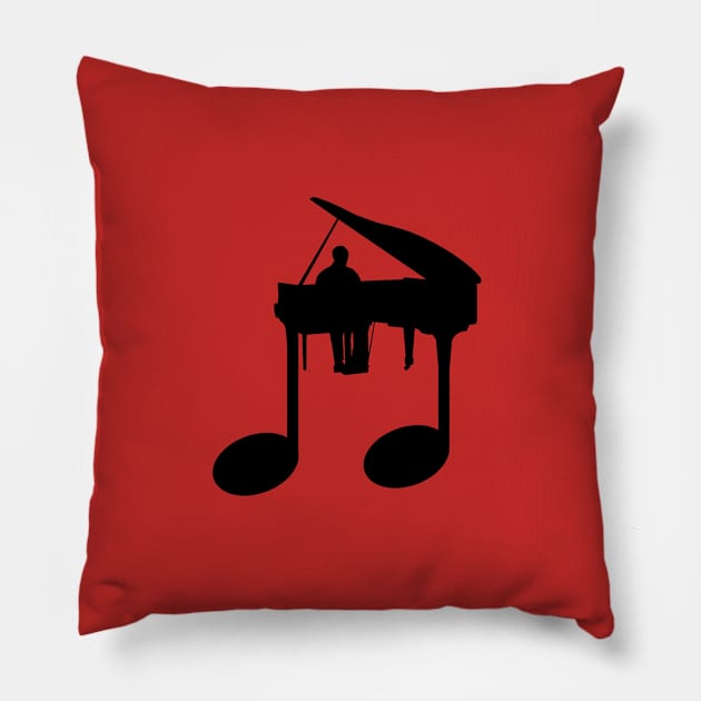 Comic Pianist At The Sheet Music Concert Grand Pillow by ShirzAndMore