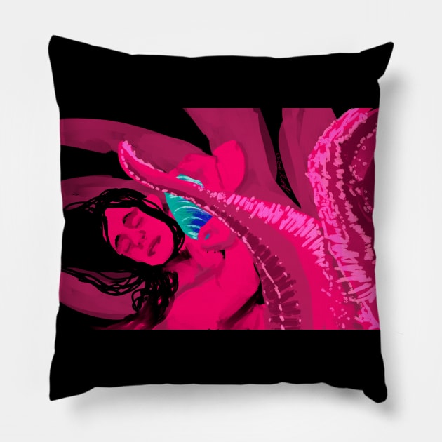 Sunflower sea star starfish merman for mermay pink fuchsia tentacles reclining man Pillow by sandpaperdaisy