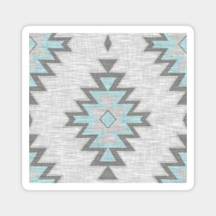 Aqua And Grey Kilim - Linen Texture Magnet