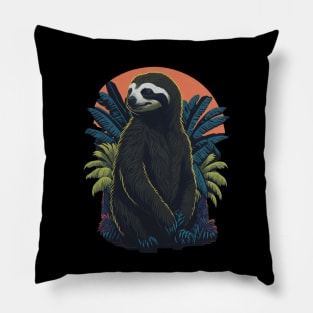 Sloth cute colorful Pillow