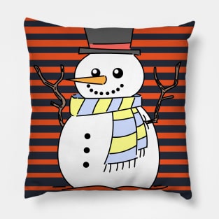 Christmas Cute And Funny Snowman In The Hat Pillow