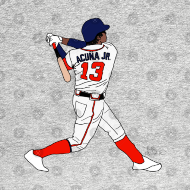 Disover Acuna Jr. Contour Digital Drawing - Baseball - T-Shirt