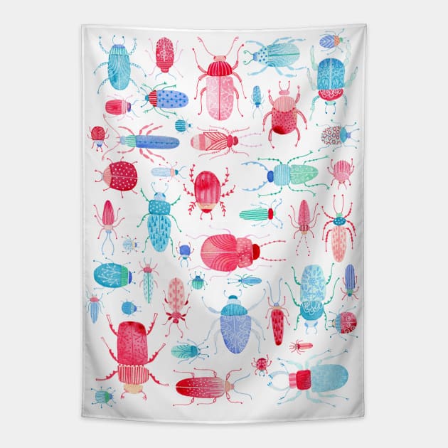 Watercolor Beetles and Bugs Tapestry by NicSquirrell