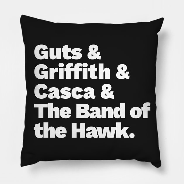 Guts & The Band of the Hawk Pillow by LanfaTees