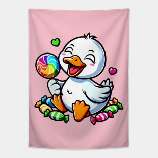 Endearing Duck with Candies Tapestry