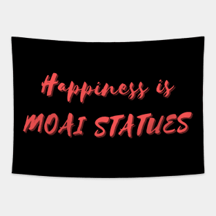 Happiness is Moai Statues Tapestry