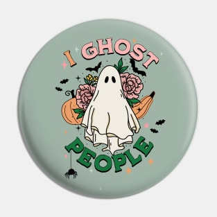 Ghost people funny halloween gift flowers pumpkins bats Pin