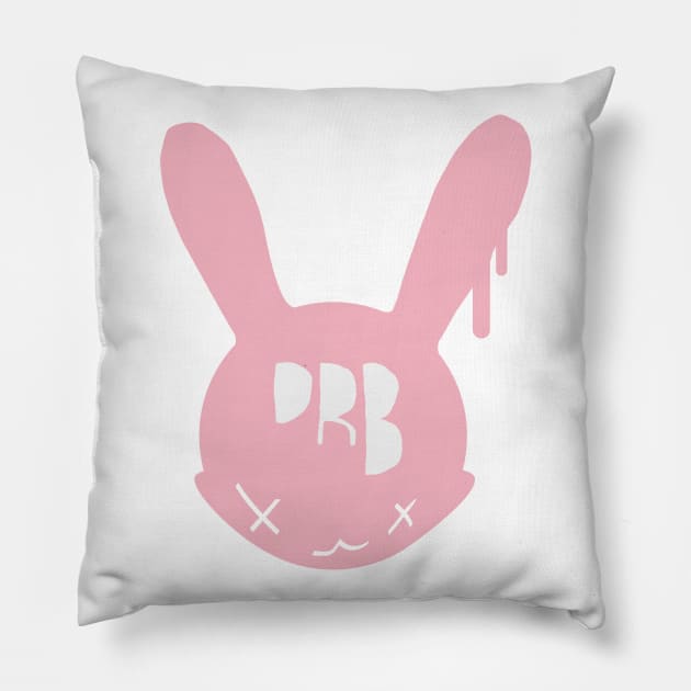 Pink Distressed Bunny Icon Pillow by Death Ray Bunnies