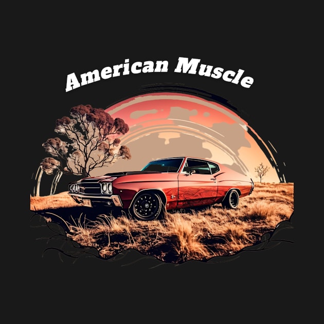 Retro classic American Muscle car sunset field vintage by The Dirty Gringo