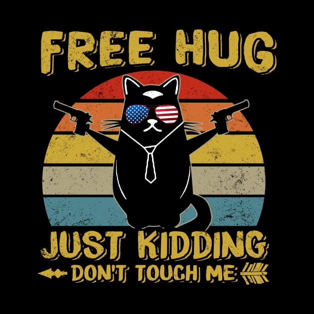 Cat Bandana Free Hug Just Kidding Don't Touch Me Vintage Sunset by robertldavis892