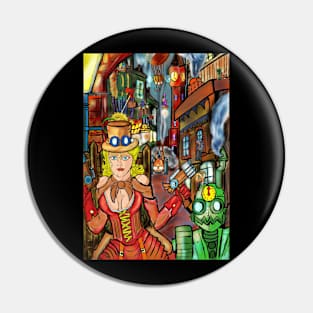 Steampunk scene Pin