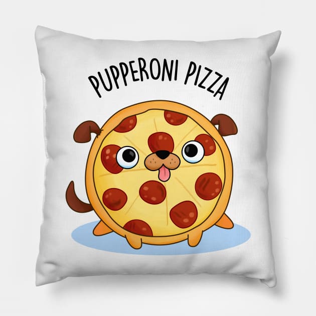 Pupperoni Pizza Cute Pepperoni Puppy Pun Pillow by punnybone