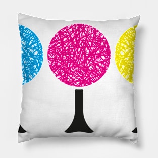 CMYK Colour Scribble Trees Pillow