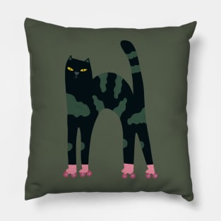 Cat with Roller Skates Pillow