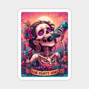 "The Party Girl" Skeleton Tarot Card Magnet